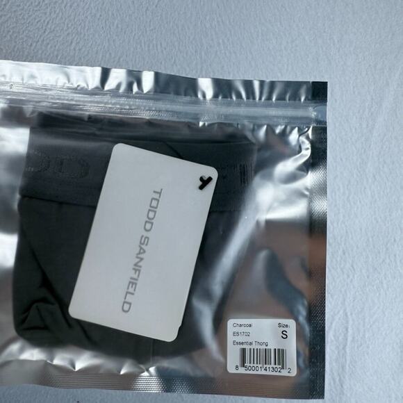 Todd Sanfield Thong Men's Small Gray Charcoal Micro Modal Underwear Solid NEW - Picture 2 of 6